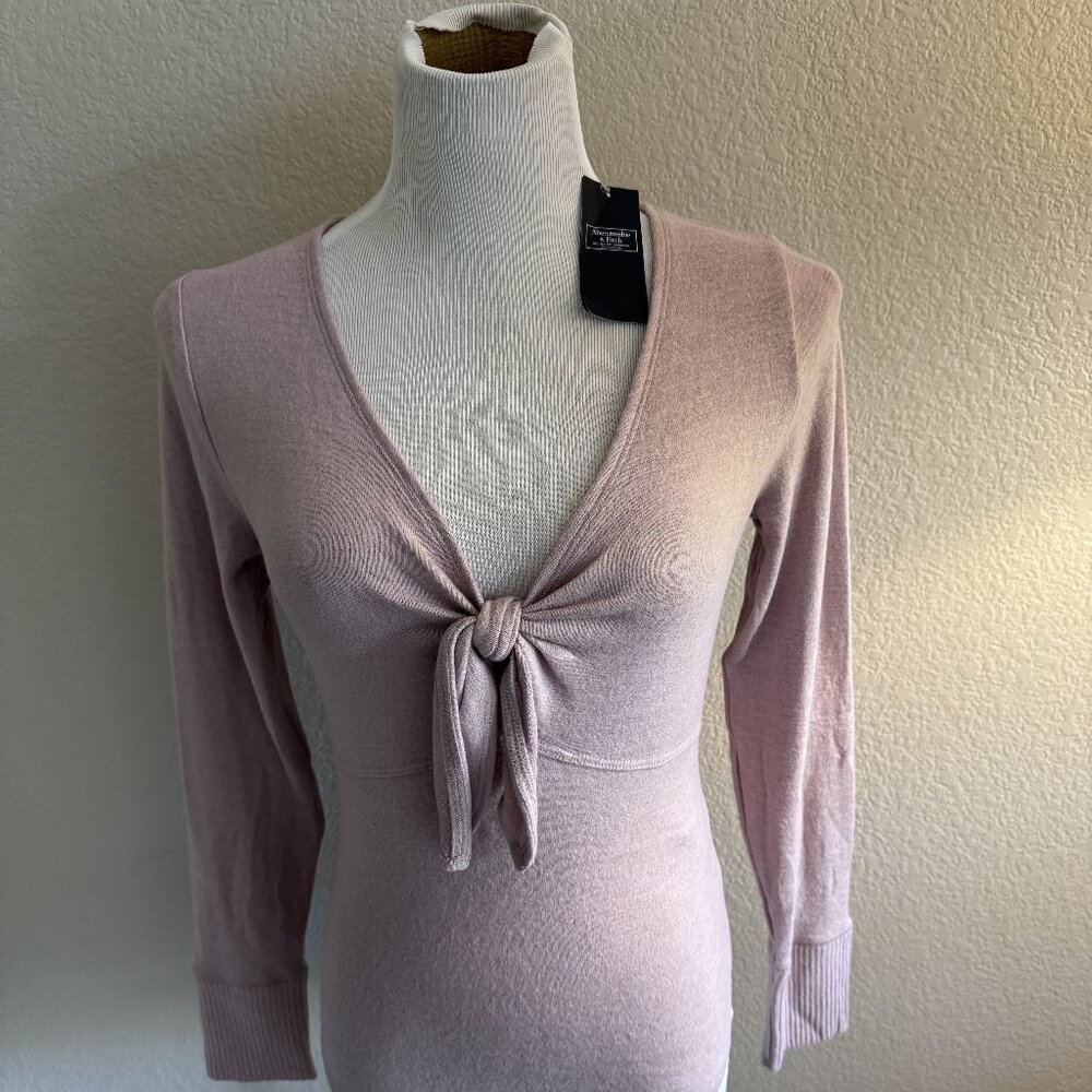 Abercrombie & Fitch Women's Soft Sweater Bodysuit Blush Tie Front NWT Size M